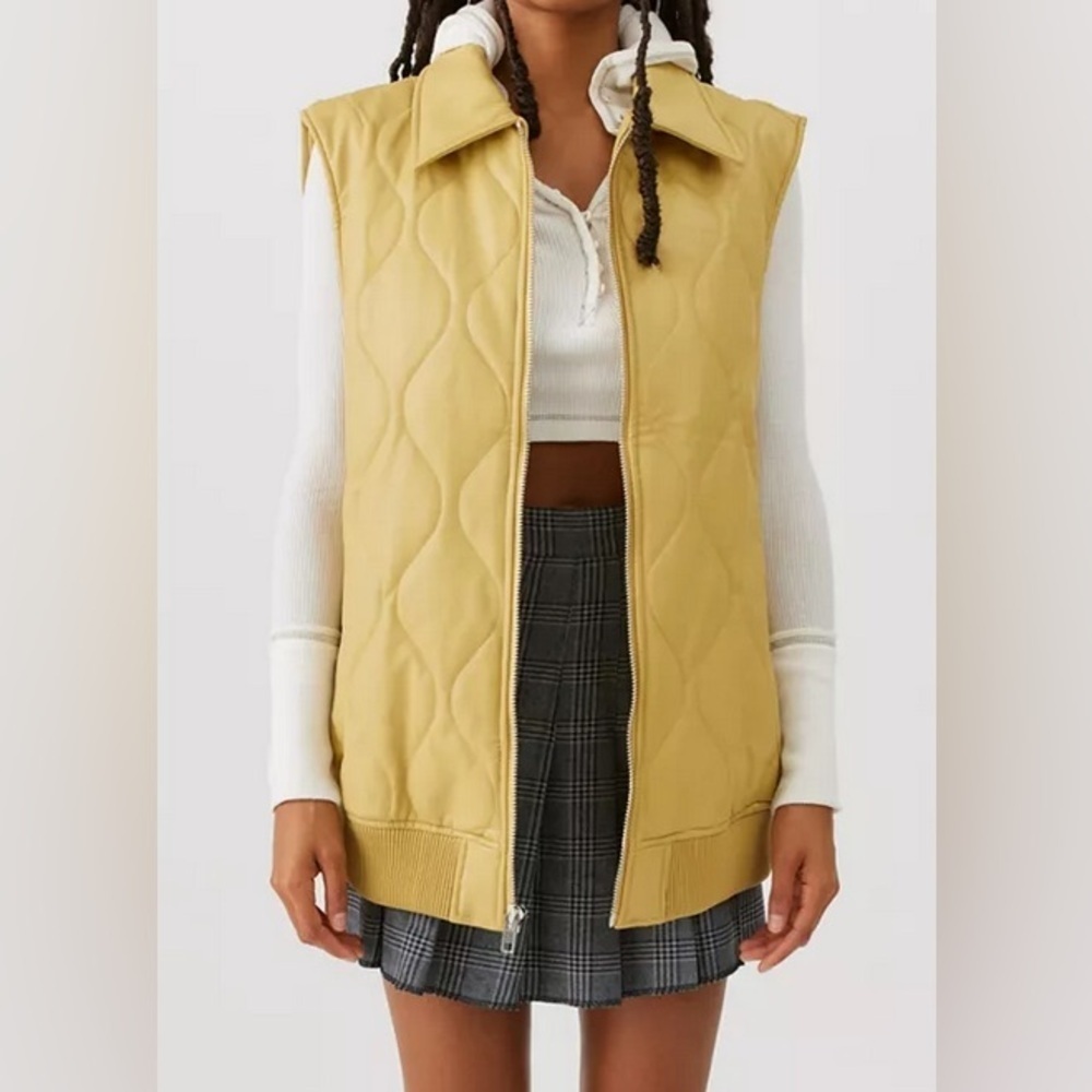Urban Outfitters UO Annie Faux Leather Liner Vest - size S